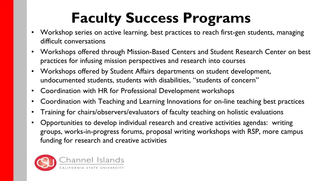faculty success programs workshop series