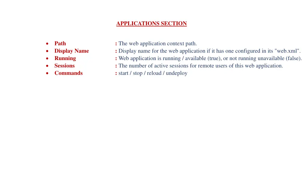 applications section