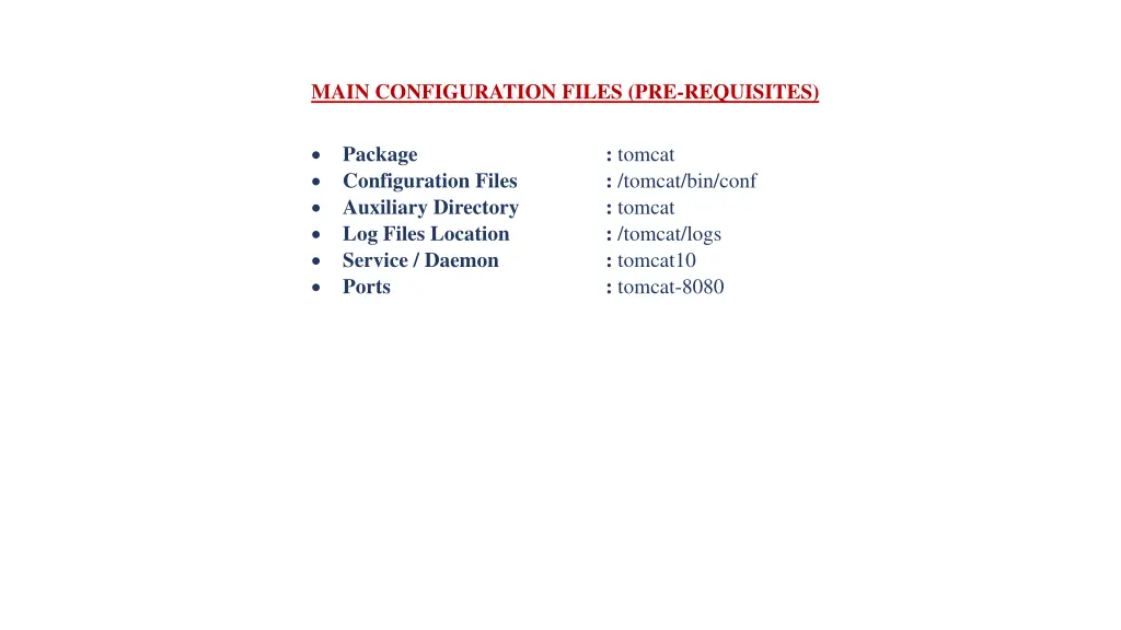 main configuration files pre requisites