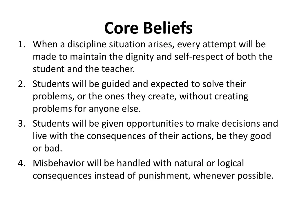 core beliefs