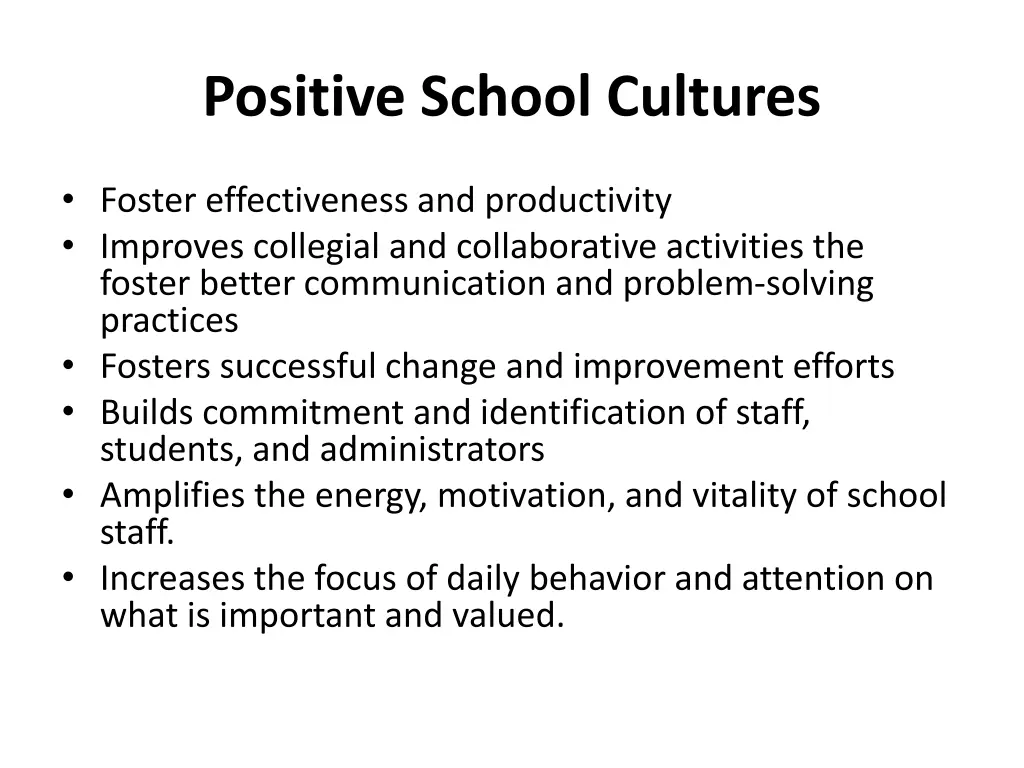 positive school cultures