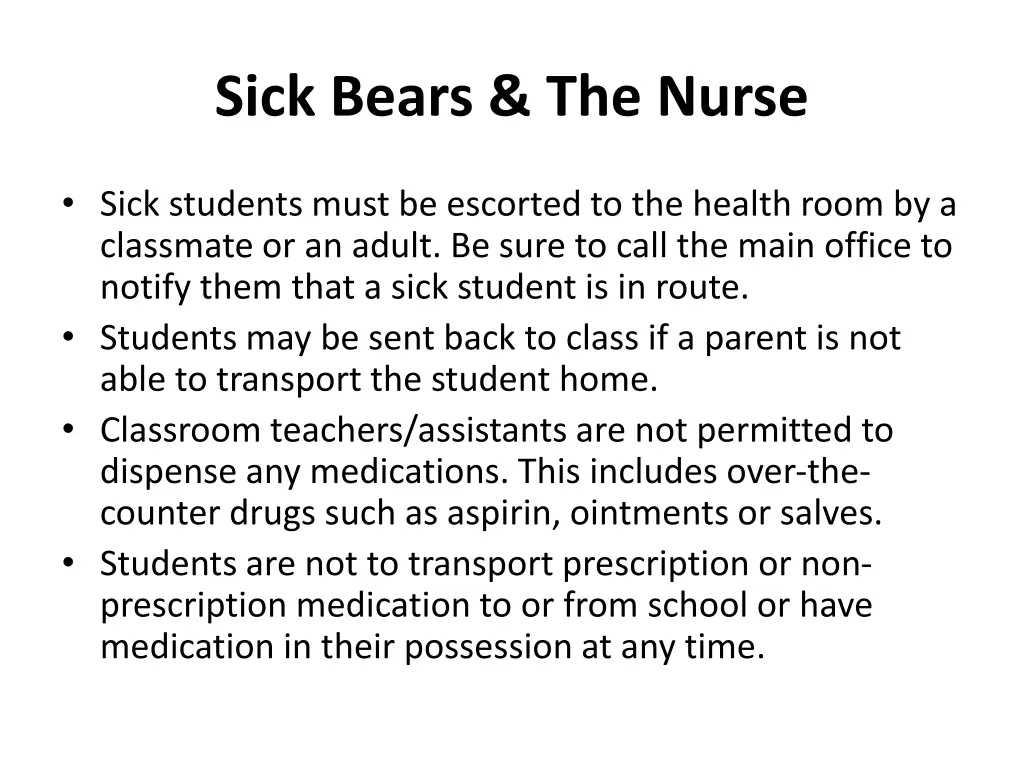 sick bears the nurse