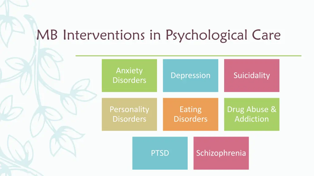 mb interventions in psychological care