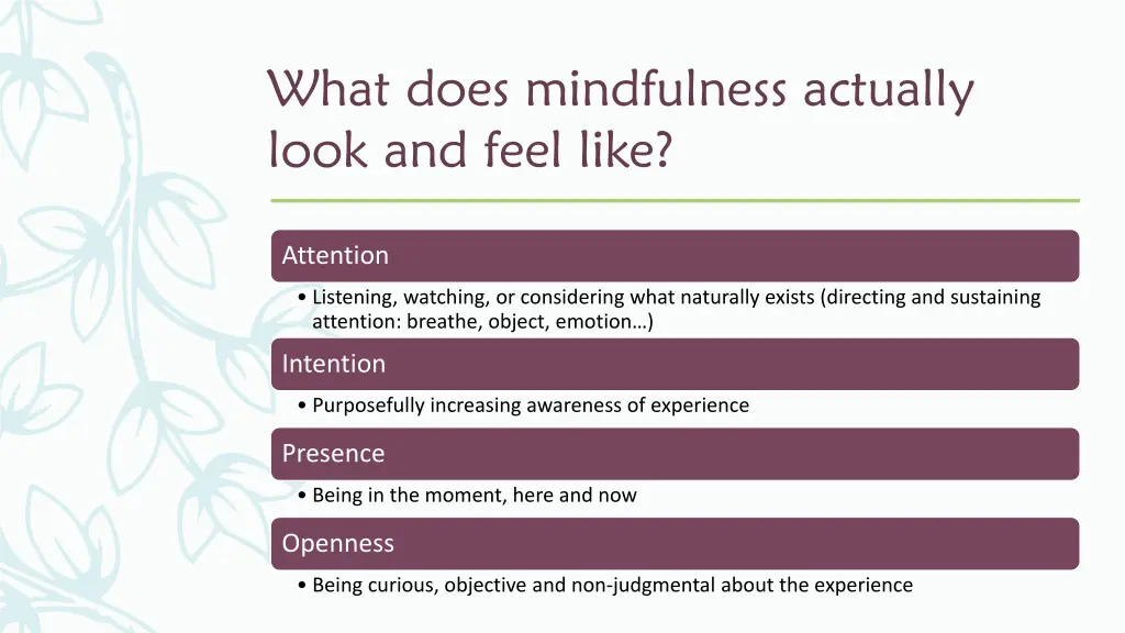 what does mindfulness actually look and feel like