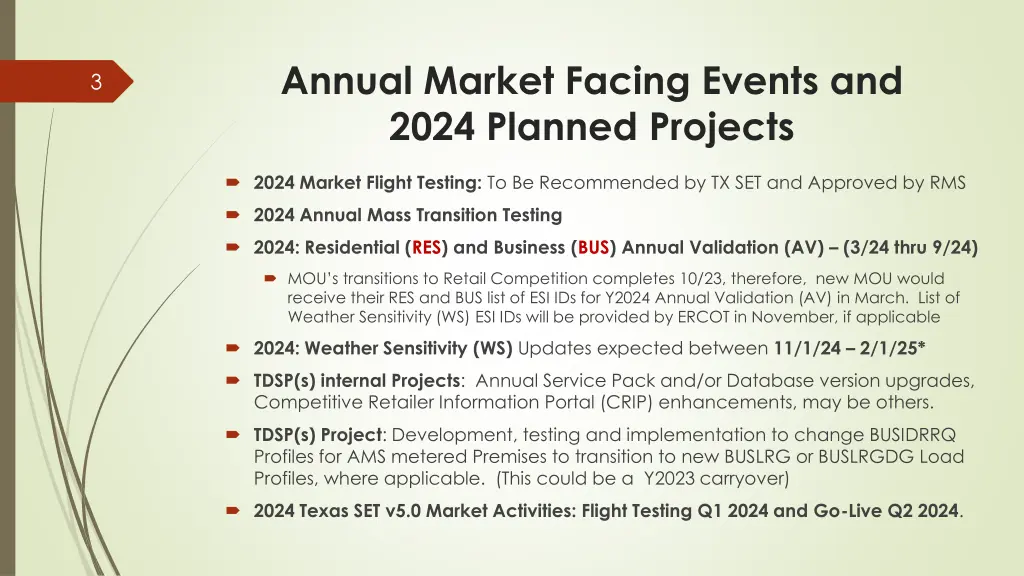 annual market facing events and 2024 planned