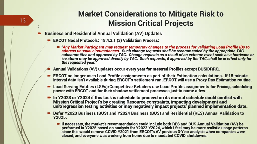 market considerations to mitigate risk to mission 1