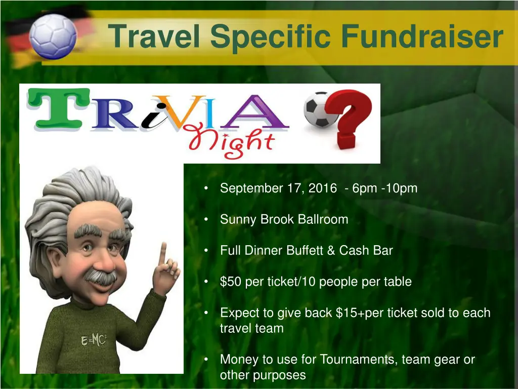 travel specific fundraiser