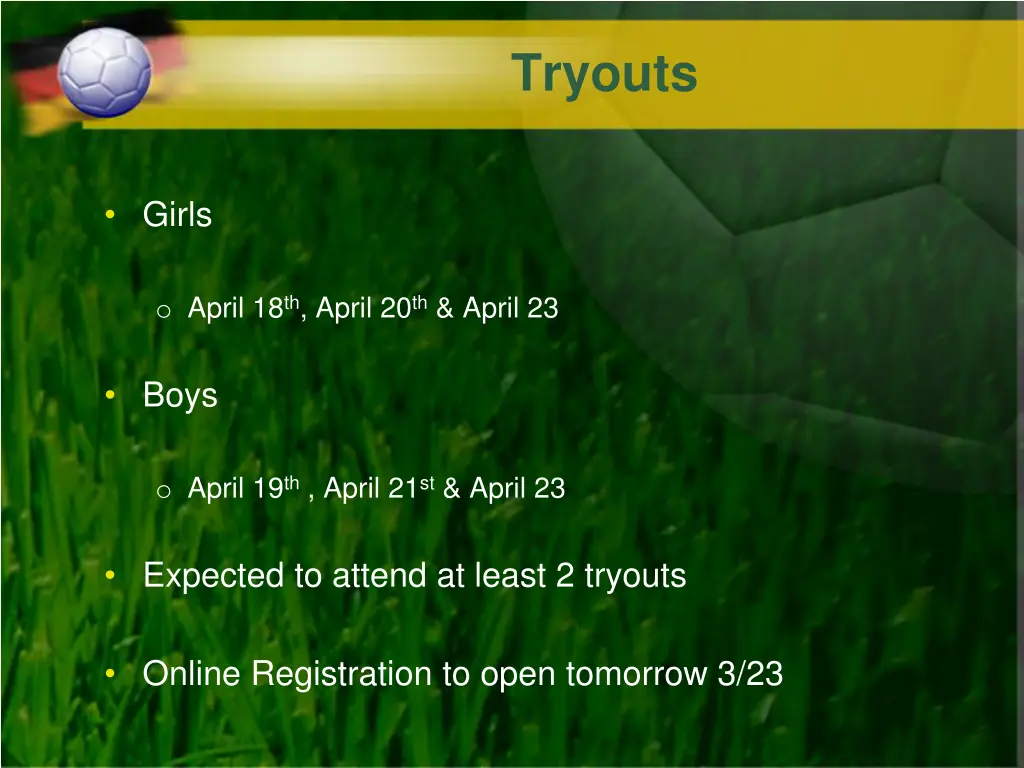 tryouts