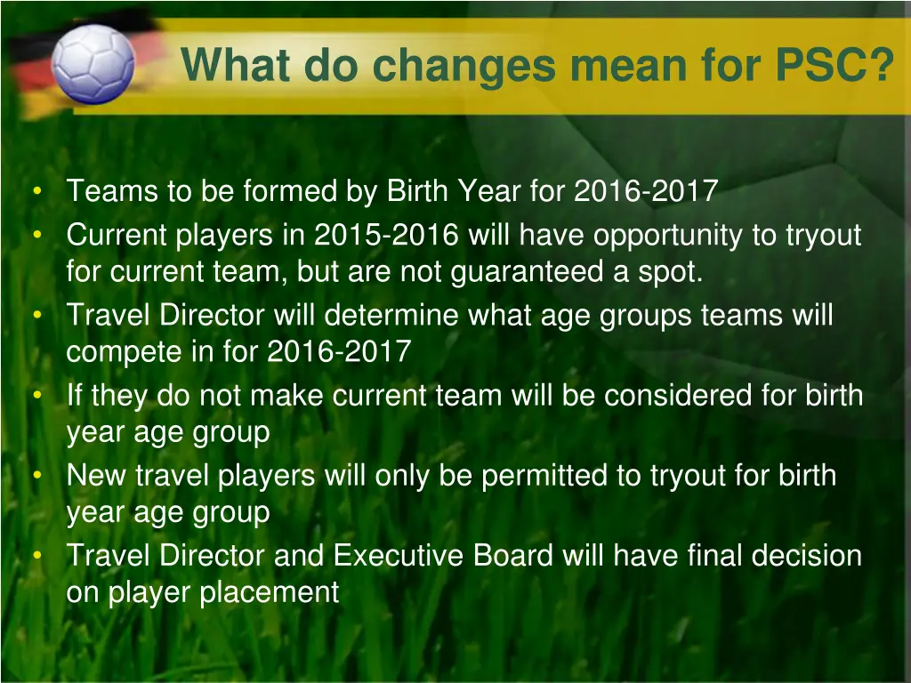what do changes mean for psc
