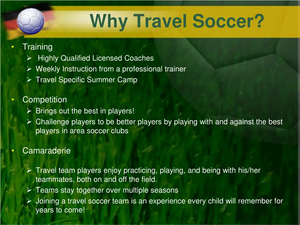 why travel soccer