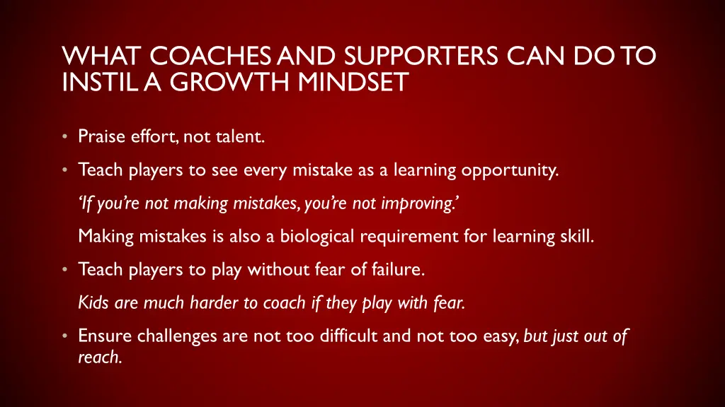 what coaches and supporters can do to instil