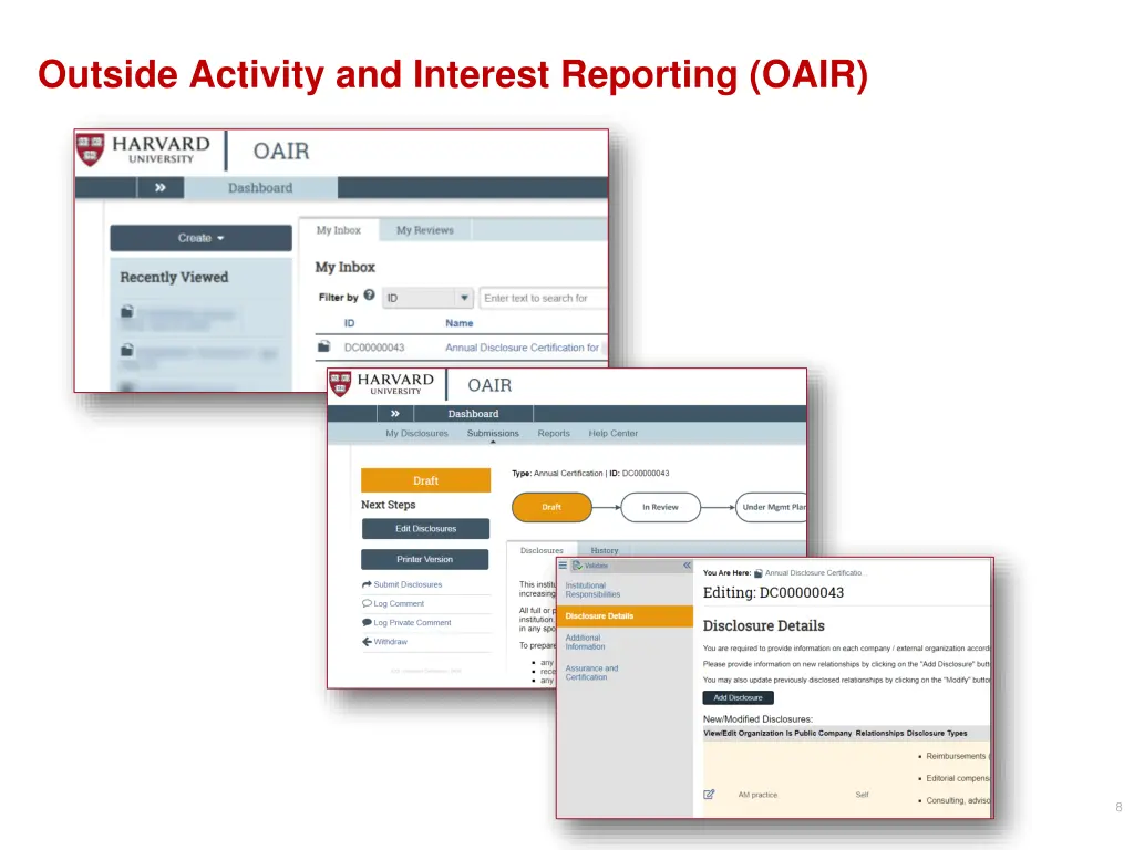 outside activity and interest reporting oair 3