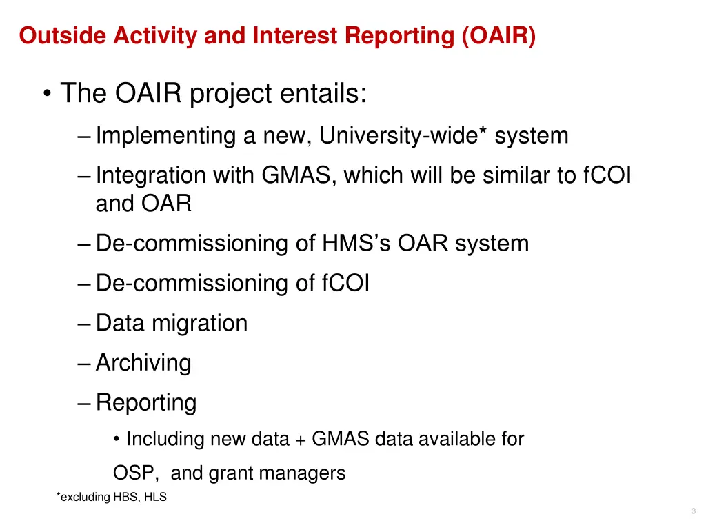 outside activity and interest reporting oair