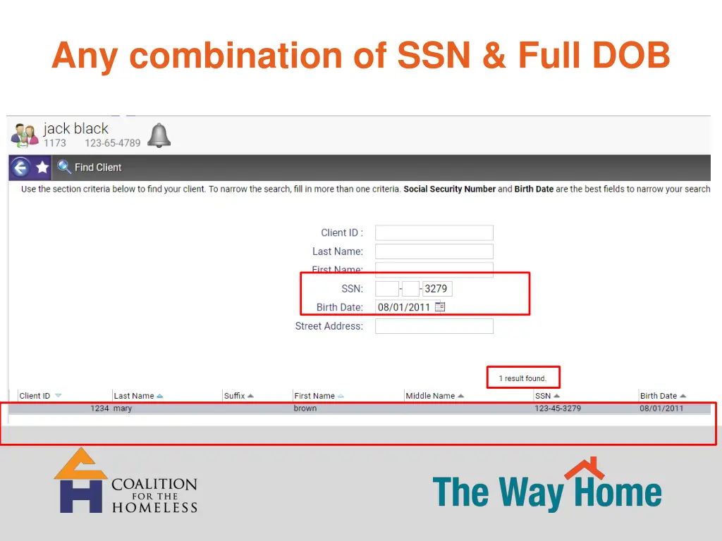 any combination of ssn full dob