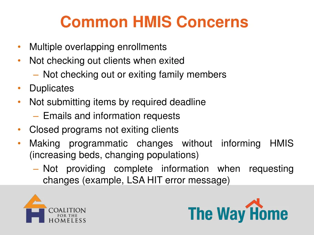 common hmis concerns