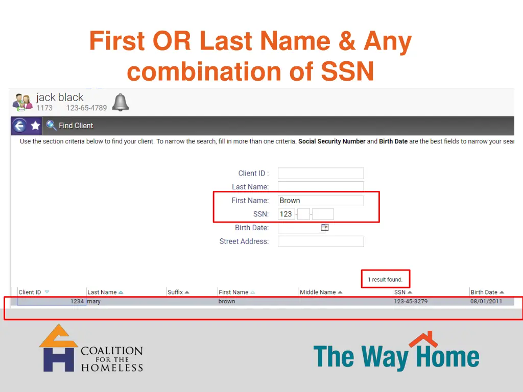 first or last name any combination of ssn