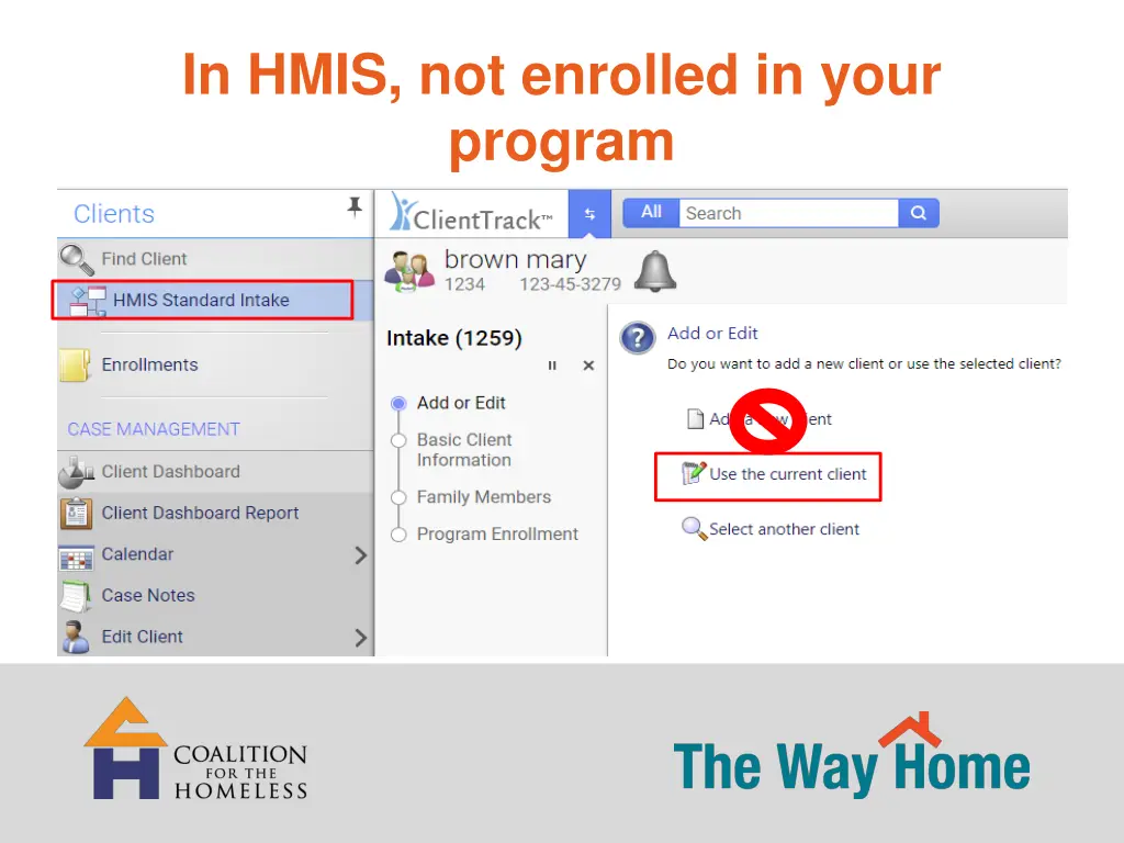 in hmis not enrolled in your program