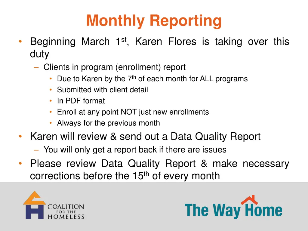 monthly reporting