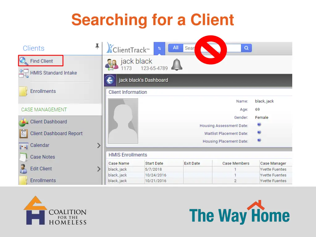 searching for a client