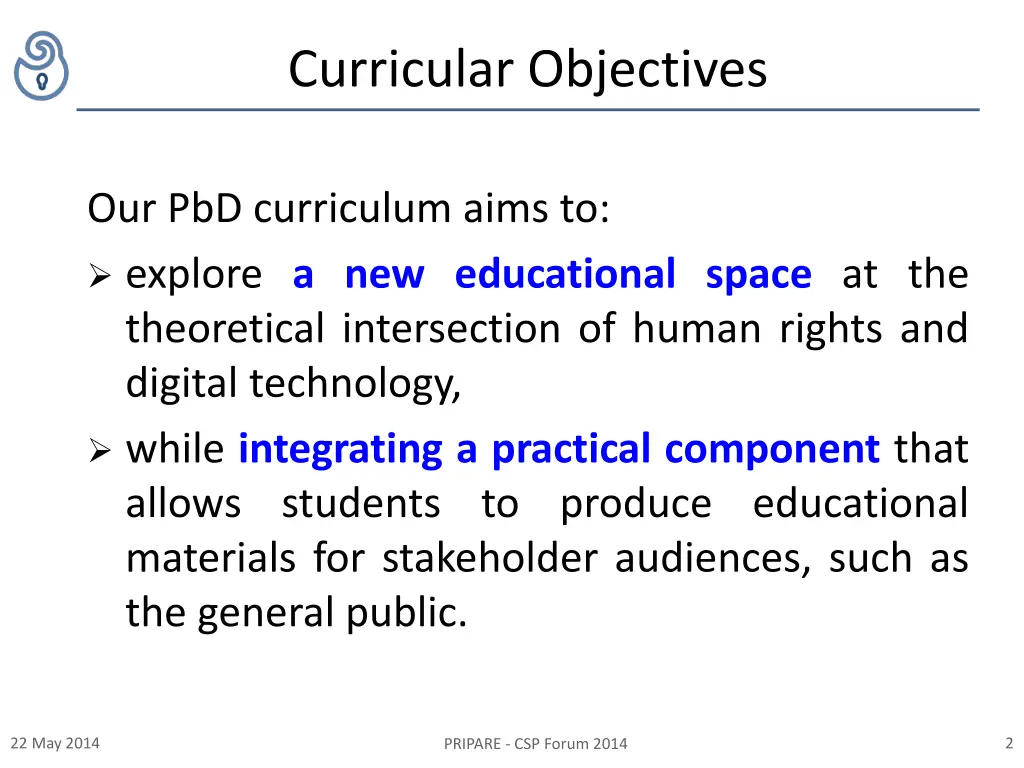 curricular objectives