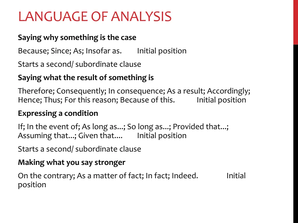 language of analysis 1