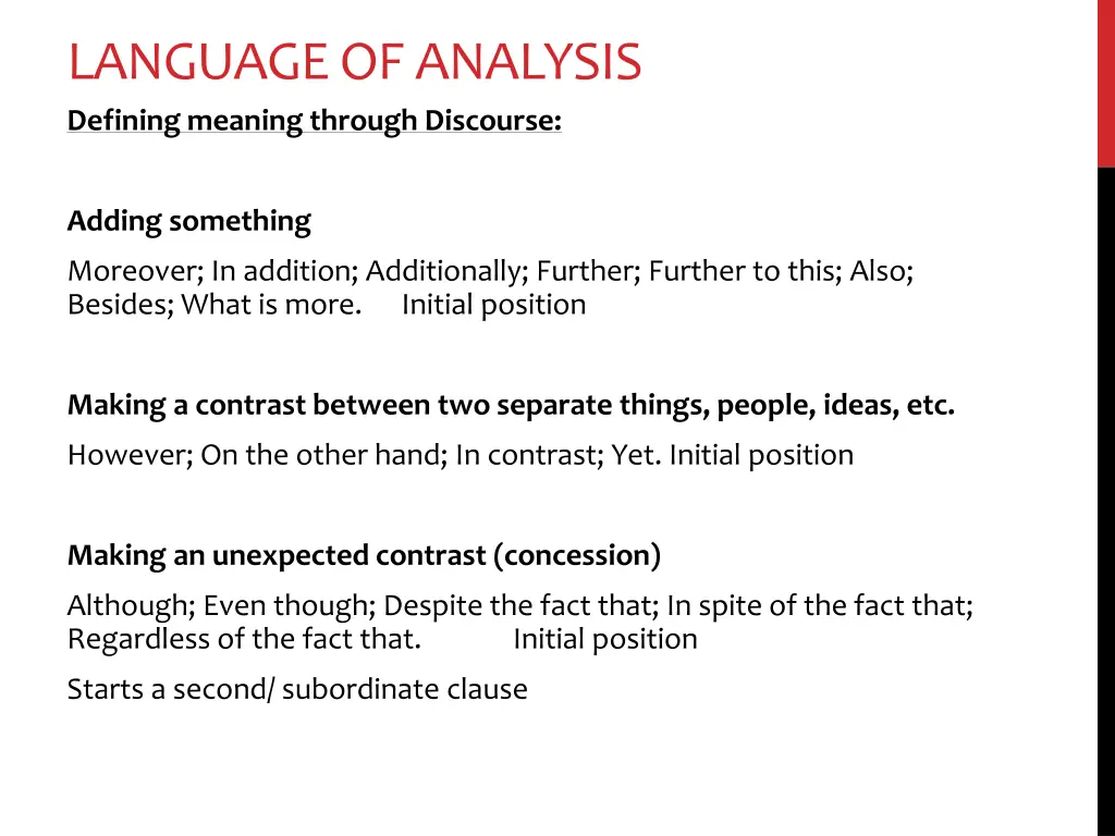 language of analysis