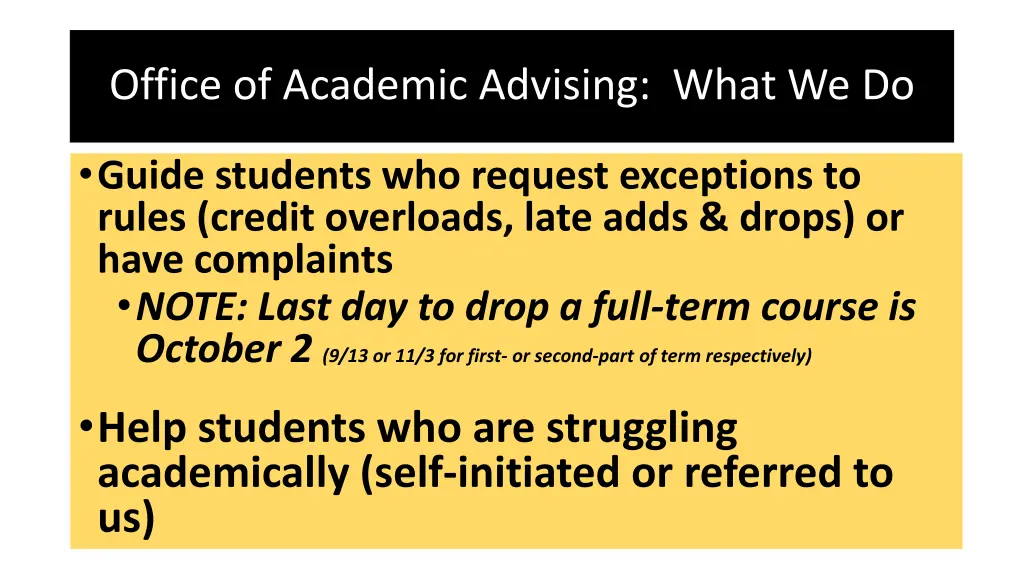 office of academic advising what we do 1