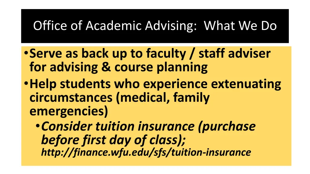office of academic advising what we do