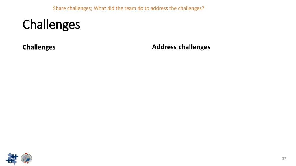 share challenges what did the team do to address