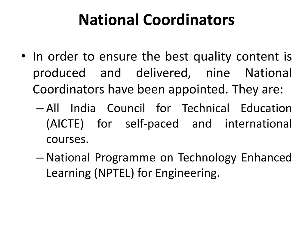 national coordinators
