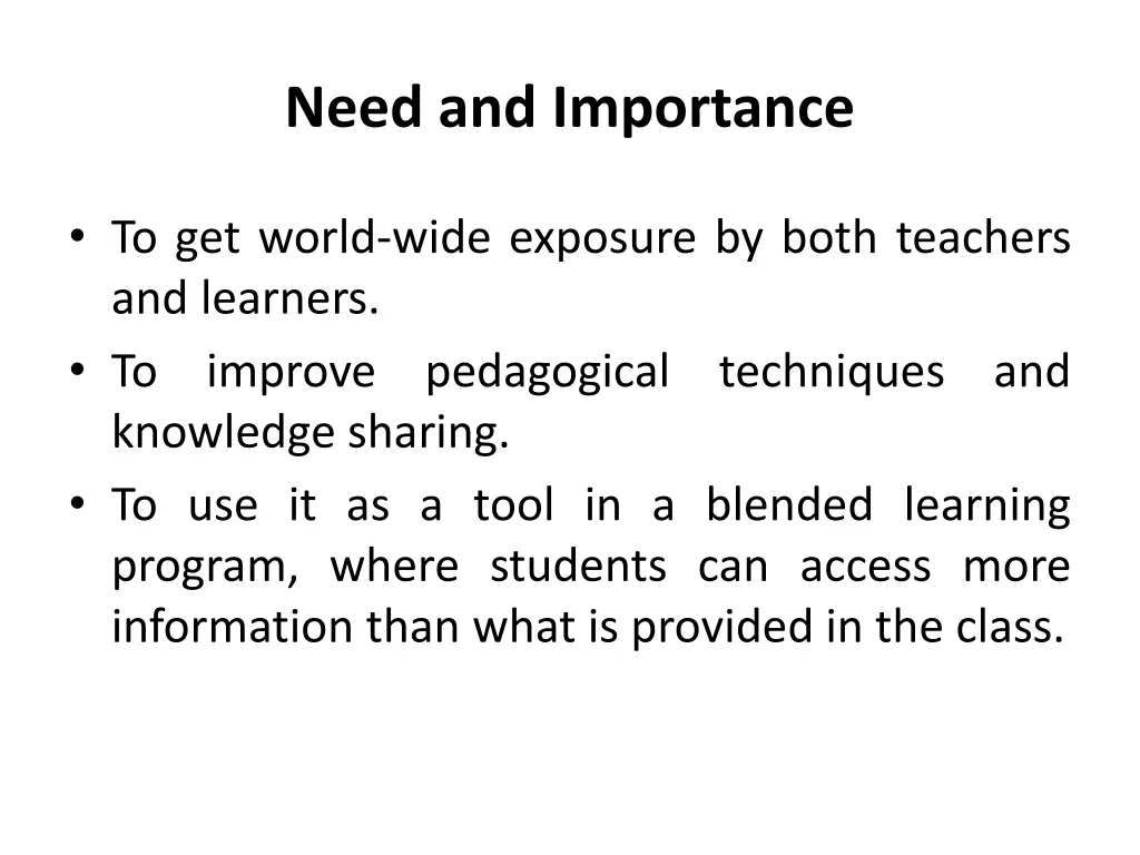need and importance