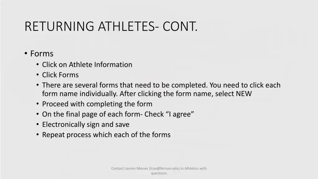 returning athletes cont