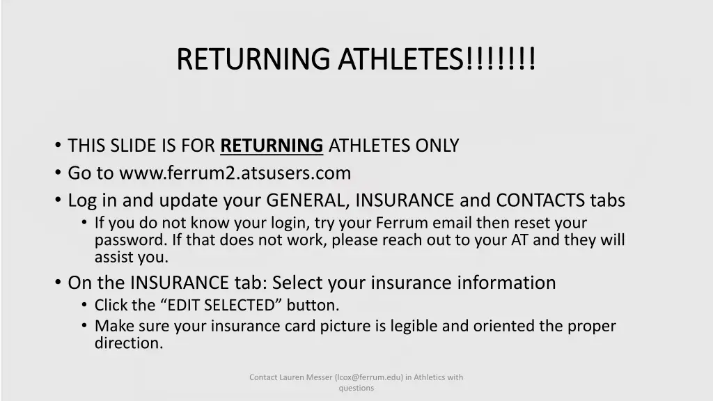 returning athletes returning athletes