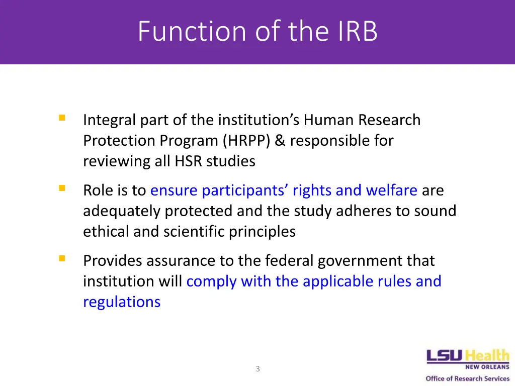 function of the irb