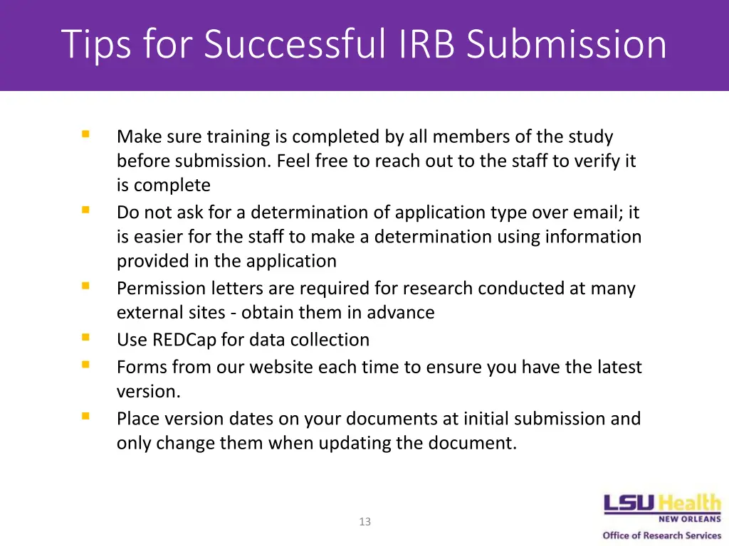 tips for successful irb submission