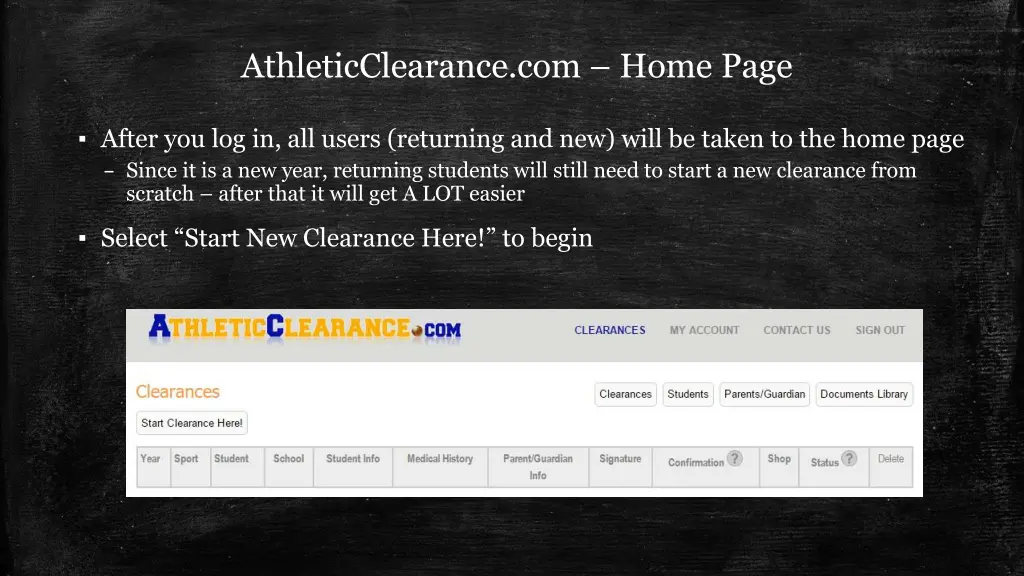 athleticclearance com home page