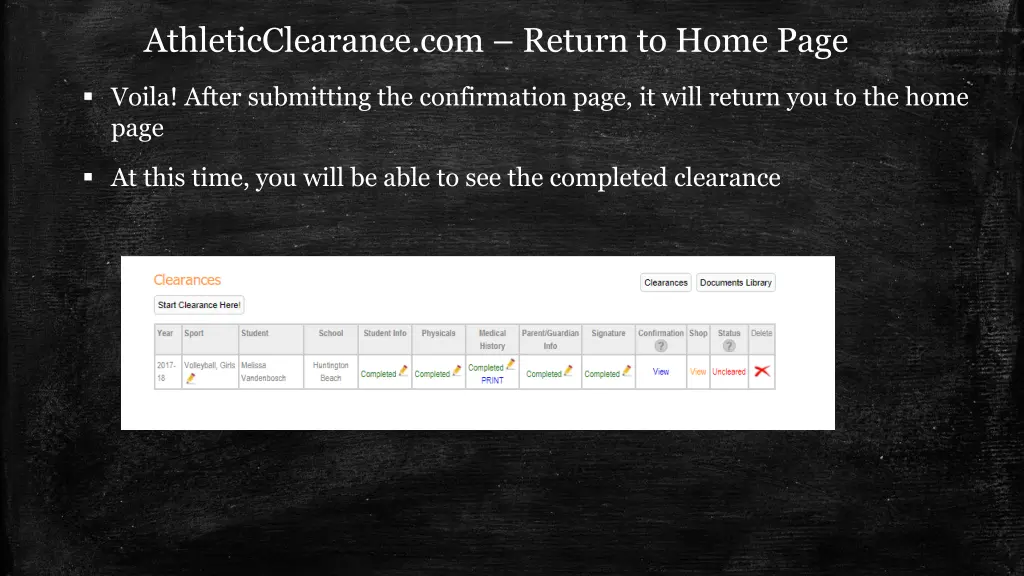 athleticclearance com return to home page