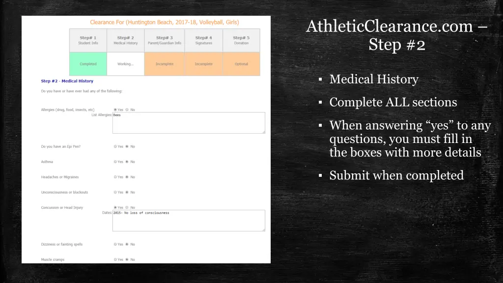 athleticclearance com step 2
