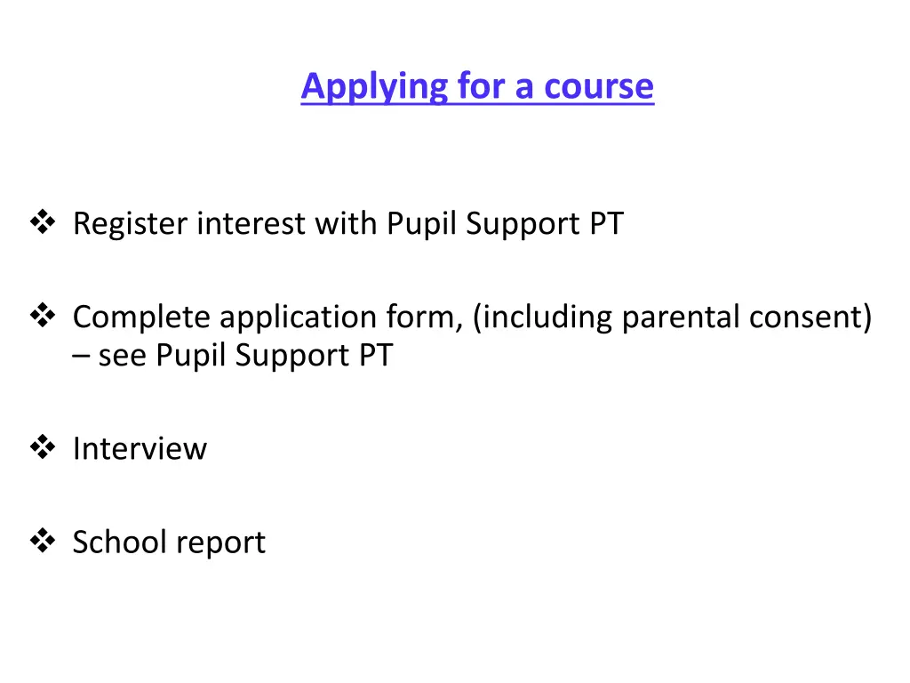 applying for a course