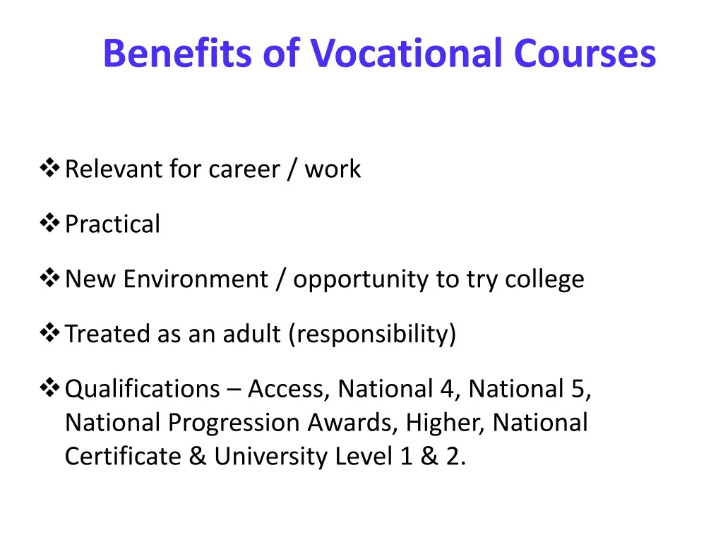benefits of vocational courses