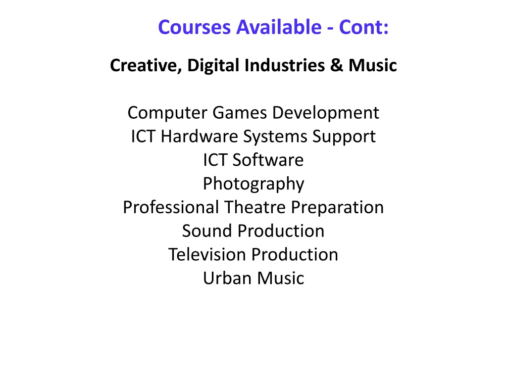 courses available cont 3
