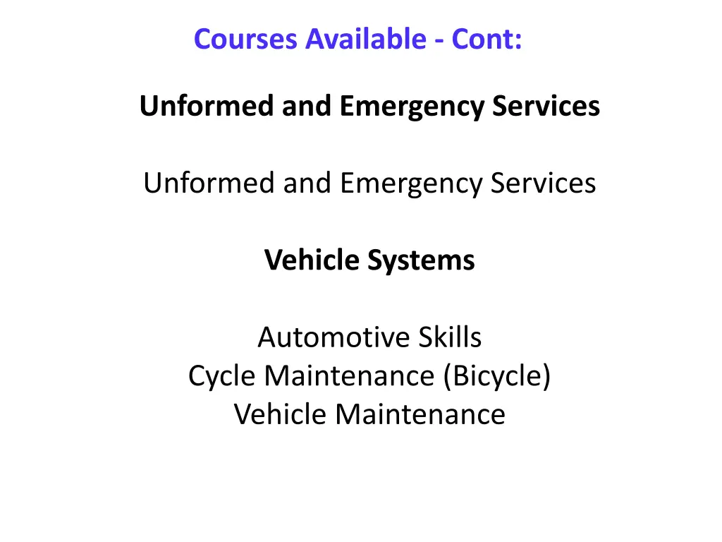 courses available cont 6