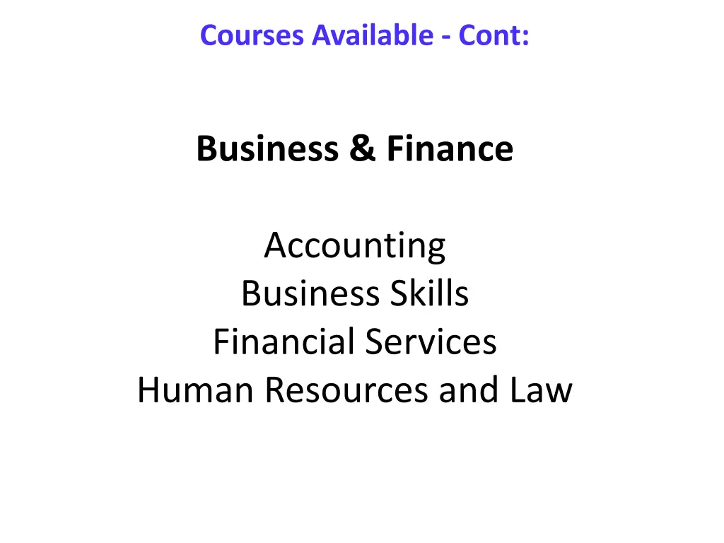 courses available cont