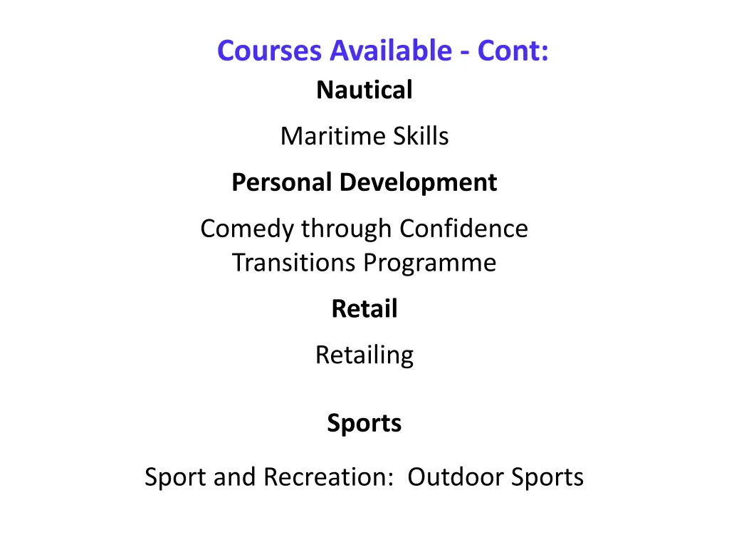 courses available cont nautical