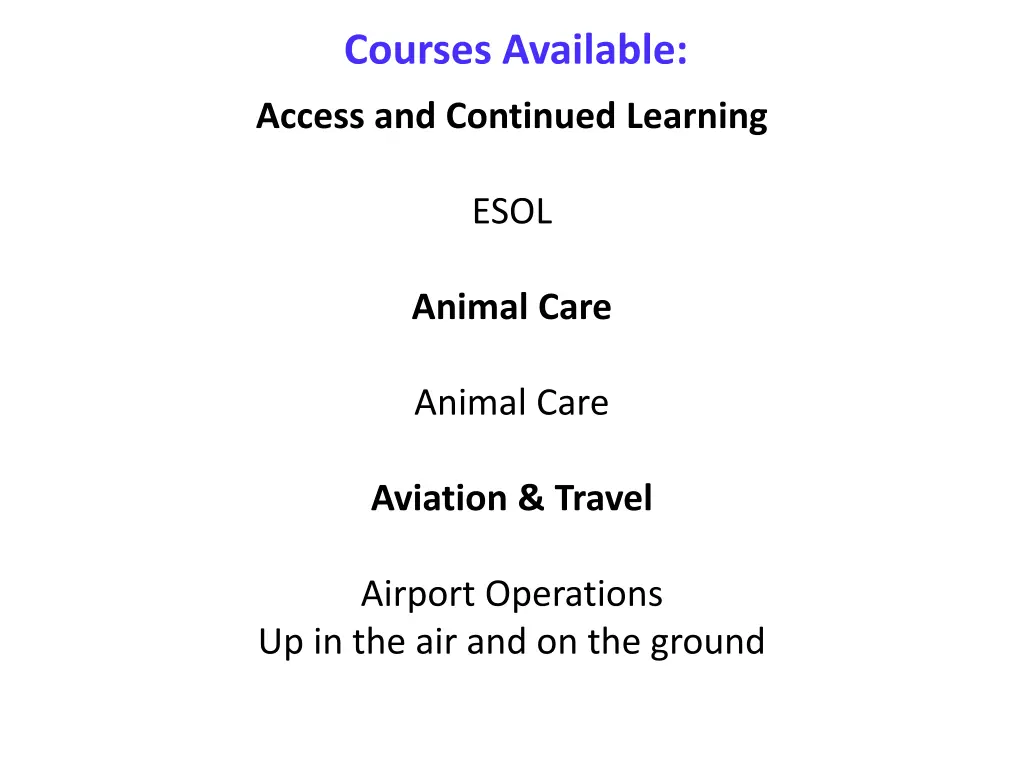 courses available