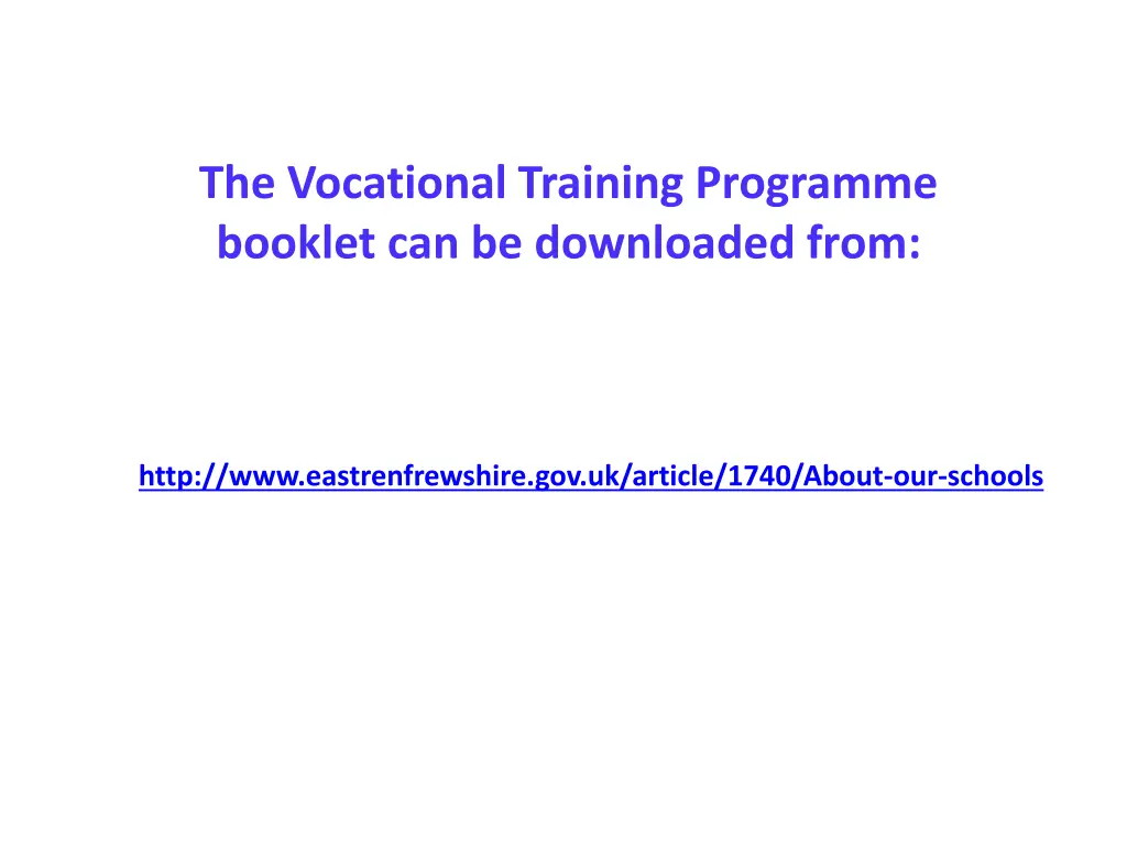the vocational training programme booklet
