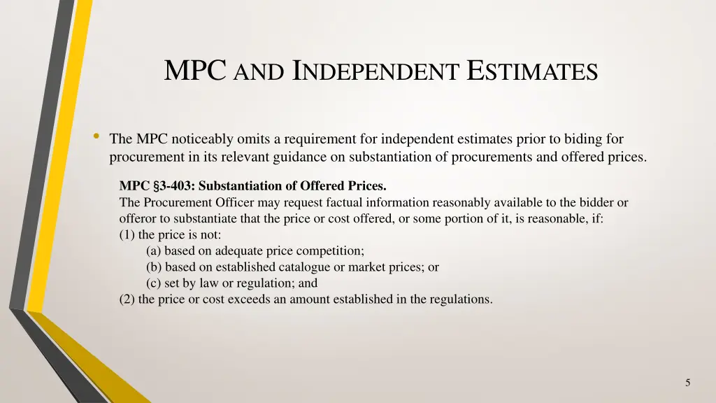 mpc and i ndependent e stimates