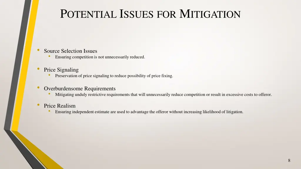 p otential i ssues for m itigation
