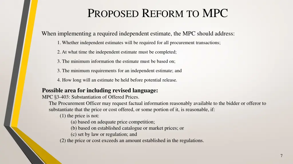 p roposed r eform to mpc