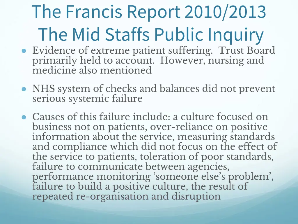 the francis report 2010 2013 the mid staffs